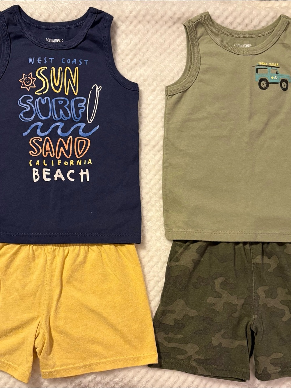 Garanimals Navy & Olive Green Kids Matching Tank and Short Sets 2 Set x12.dls